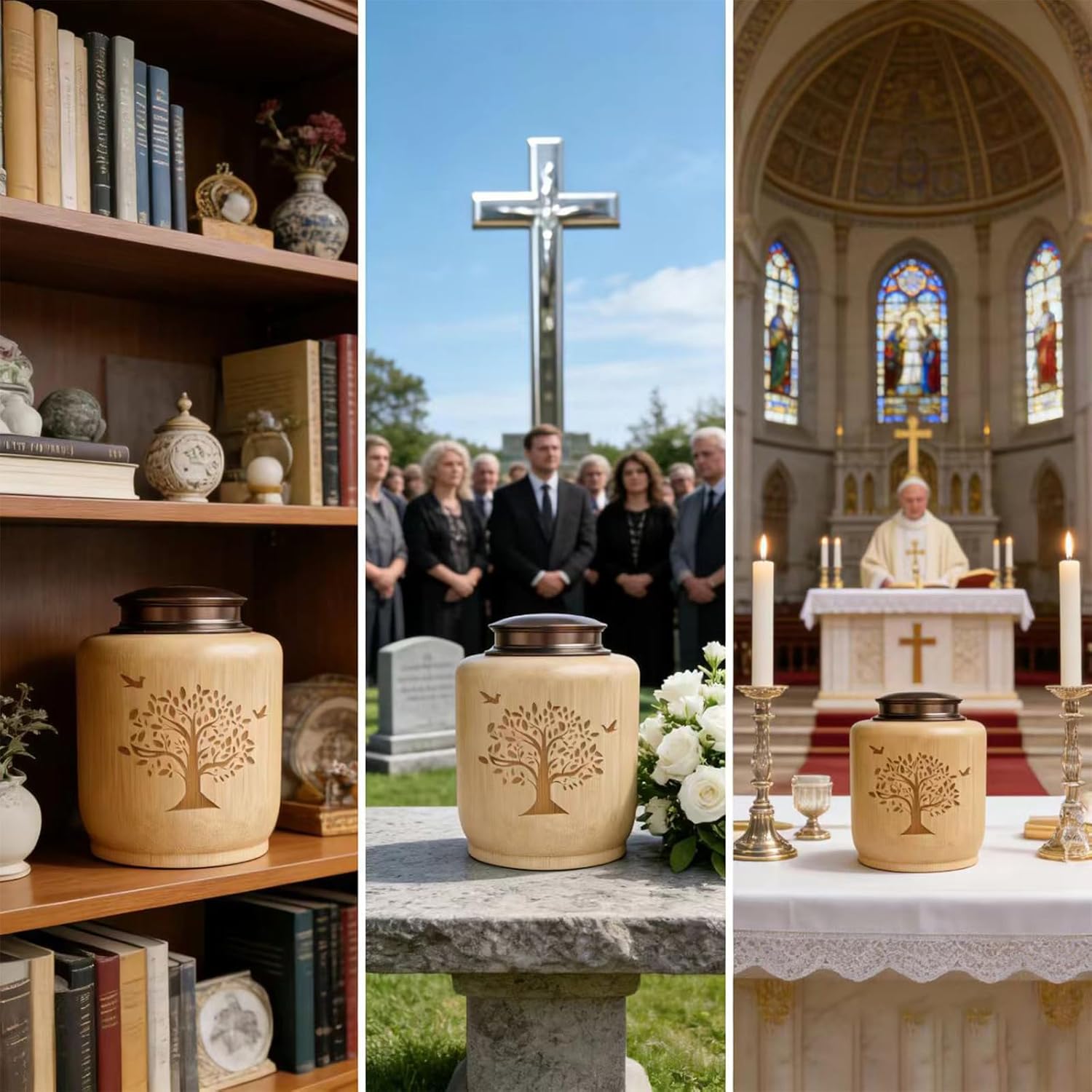 LIUBXUXBamboo Cremation Urn for Human Ashes – Medium Size 75 Cubic Inch – Decorative Tree of Life Design – Suitable for Adult Male and Female – Keepsake Ash Container for Home or Memorial Display - Image 8