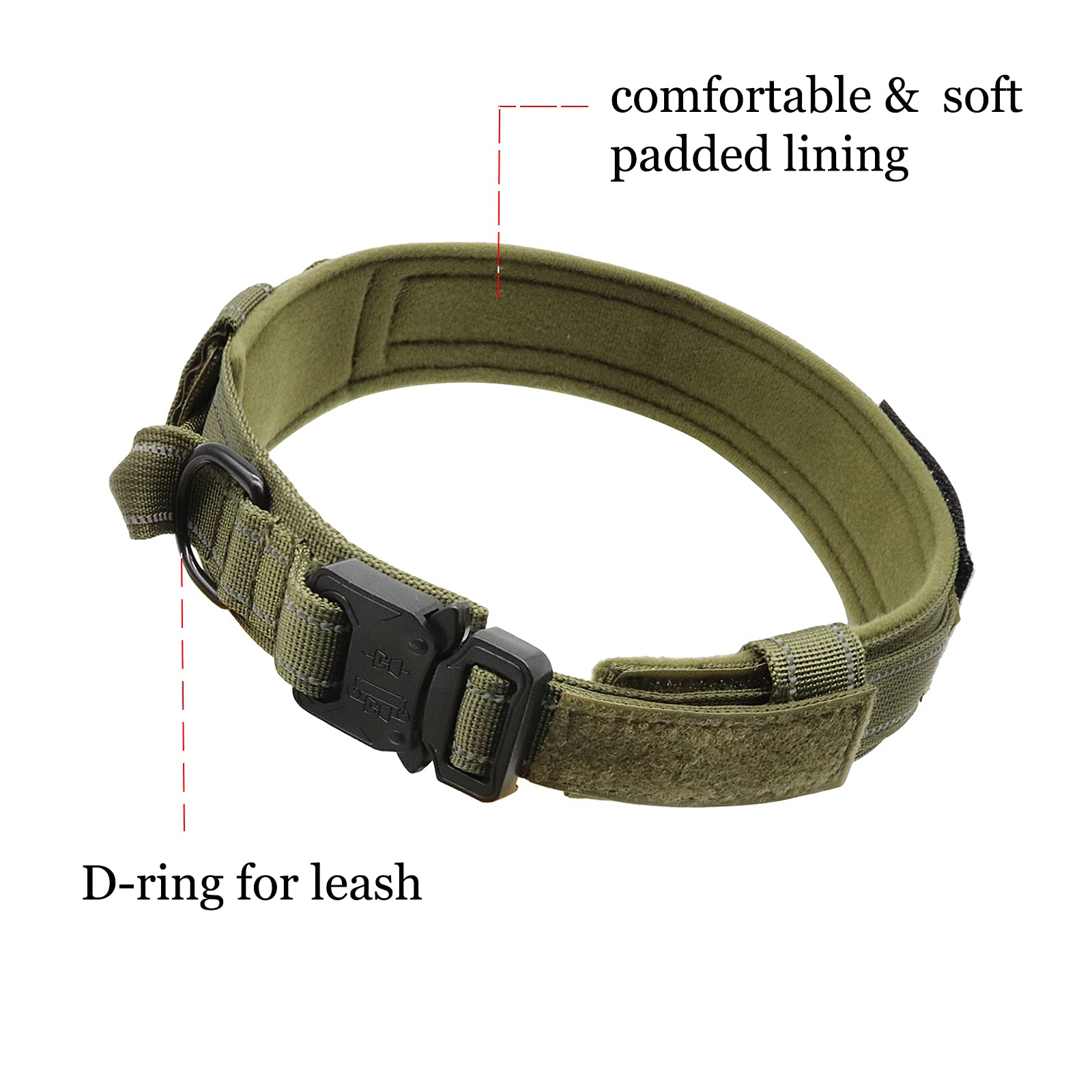 TSPRO Collare Per Cani, Collare Tattico Regolabile Con Fibbia In Metallo Robusto, Larga 3,8 Cm, Resistente E Spesso Per Cani Medi A Grandi (Rosso M - 8