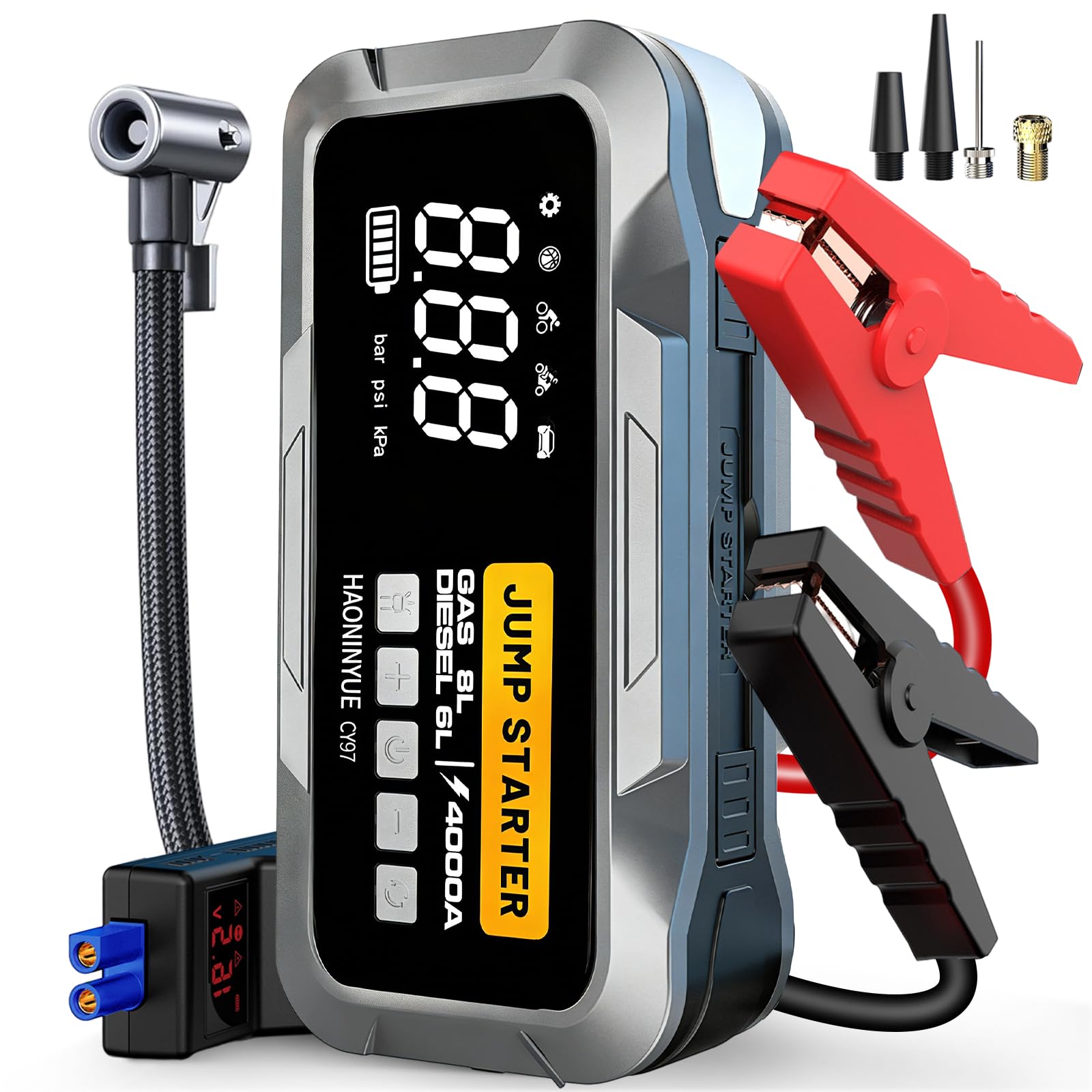 4000A Car Jump Starter with Air Compressor Car Jumper 150PSI Portable Car Battery Jump Starter 12V Jump Box
