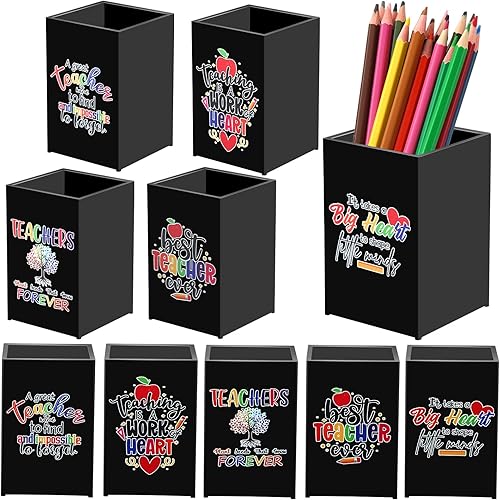 Paquete de 10 unidades de regalos de agradecimiento para profesores, soportes acrílicos para lápices, organizador de escritorio, recipientes para la
