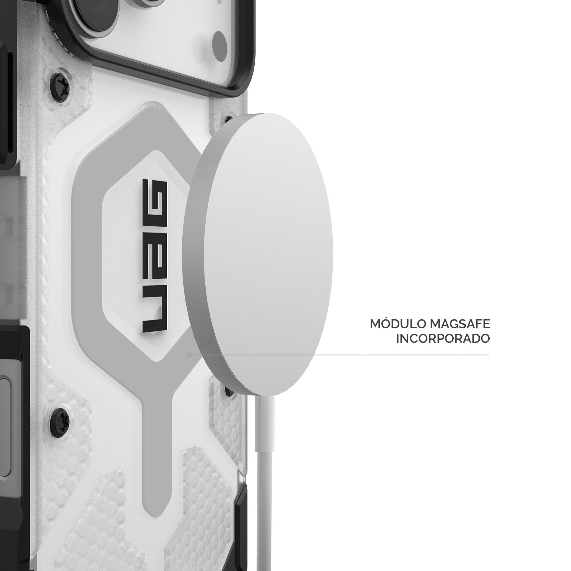 Urban Armor Gear Pathfinder MS Case Compatible con Apple iPhone 17 Pro MAX Funda (Carga inalámbrica/magnética, Protección según estándar Militar) Hielo/Plata