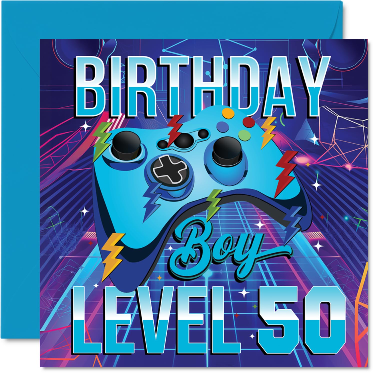 50th Birthday Cards for Men - Gamer Level - Happy Birthday Card for 50 Year Old Man Husband Neighbour Nephew Cousin, 145mm Bday Greeting Cards