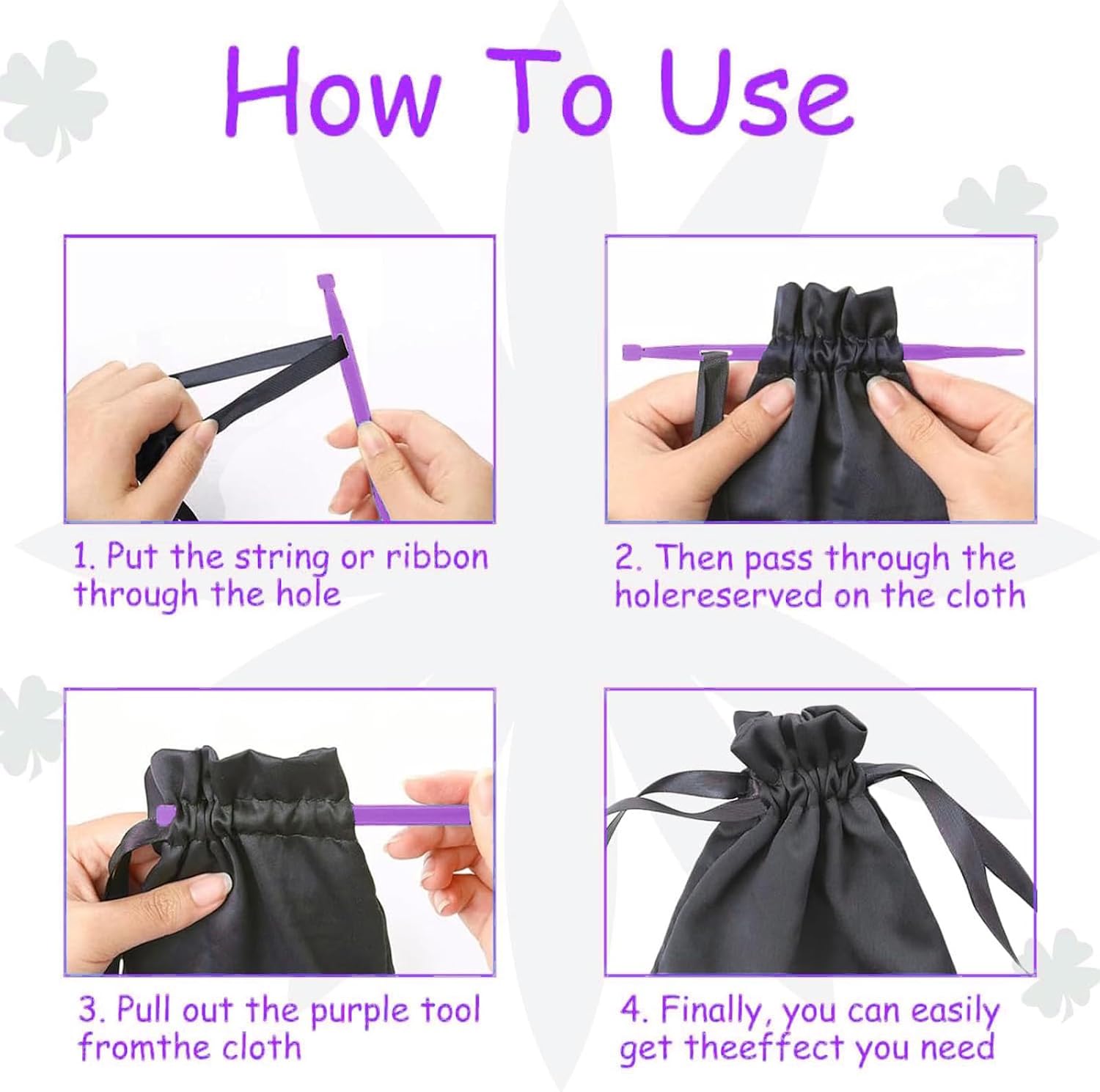 FQTANJU Purple Thang Sewing Tool Kit - 10 Pcs Multifunctional Sewing & Quilting Aid for Craft Projects, Fabric Turning and Elastic Threading (A-10pcs Purple)