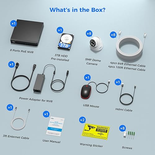 Miniatura 9 de [Vista amplia de 121°] Sistema de cámara de seguridad Hiseeu 4K PoE, 8 cámaras PoE de 5MP para exteriores e interiores, detección de humanos