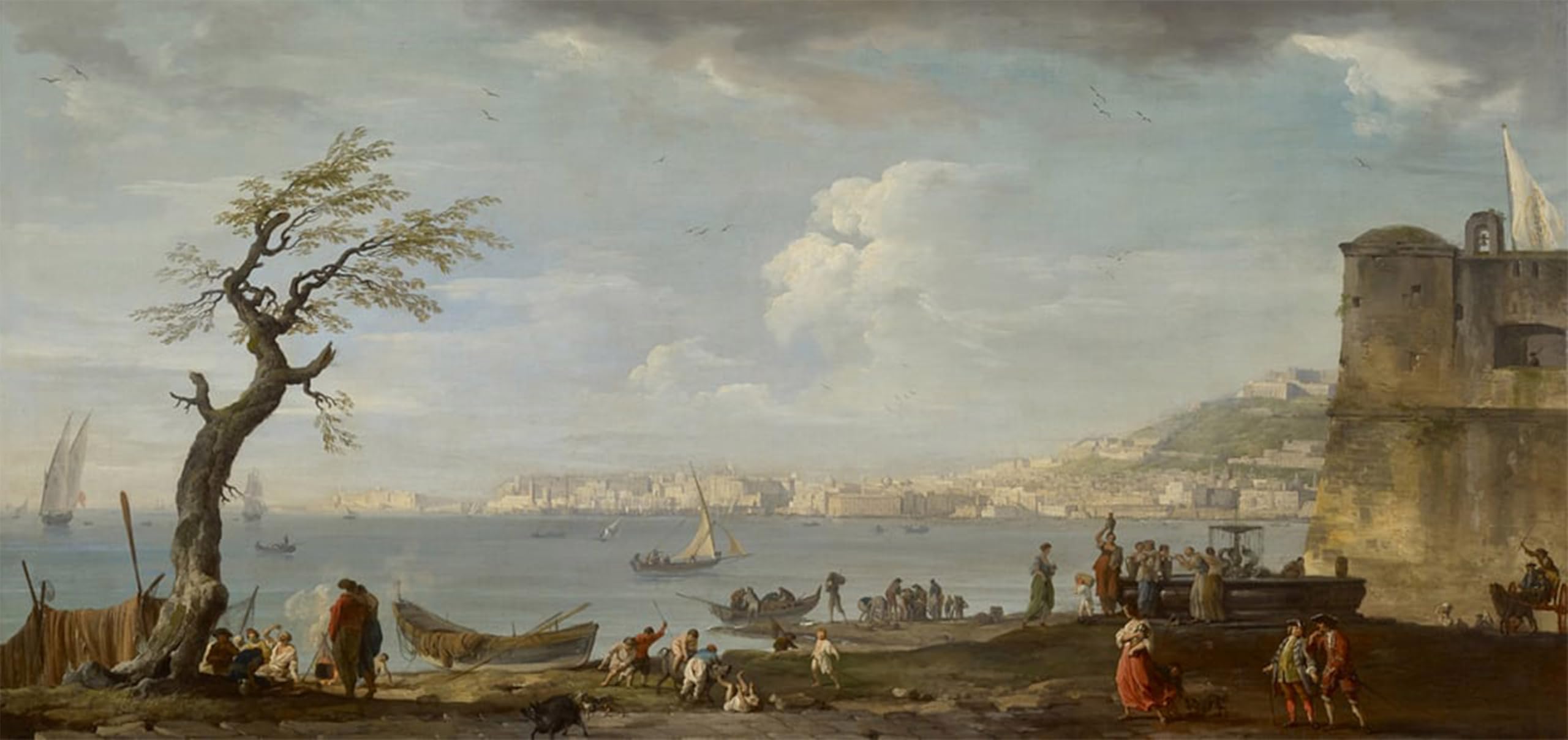 ARTXLXXBN Famous Prints Artwork Pictures Poster Painting Art Naples a View of the Bay From the North by Claude Vernet Artwork Landscape Pictures for Home Decor 60x90cm