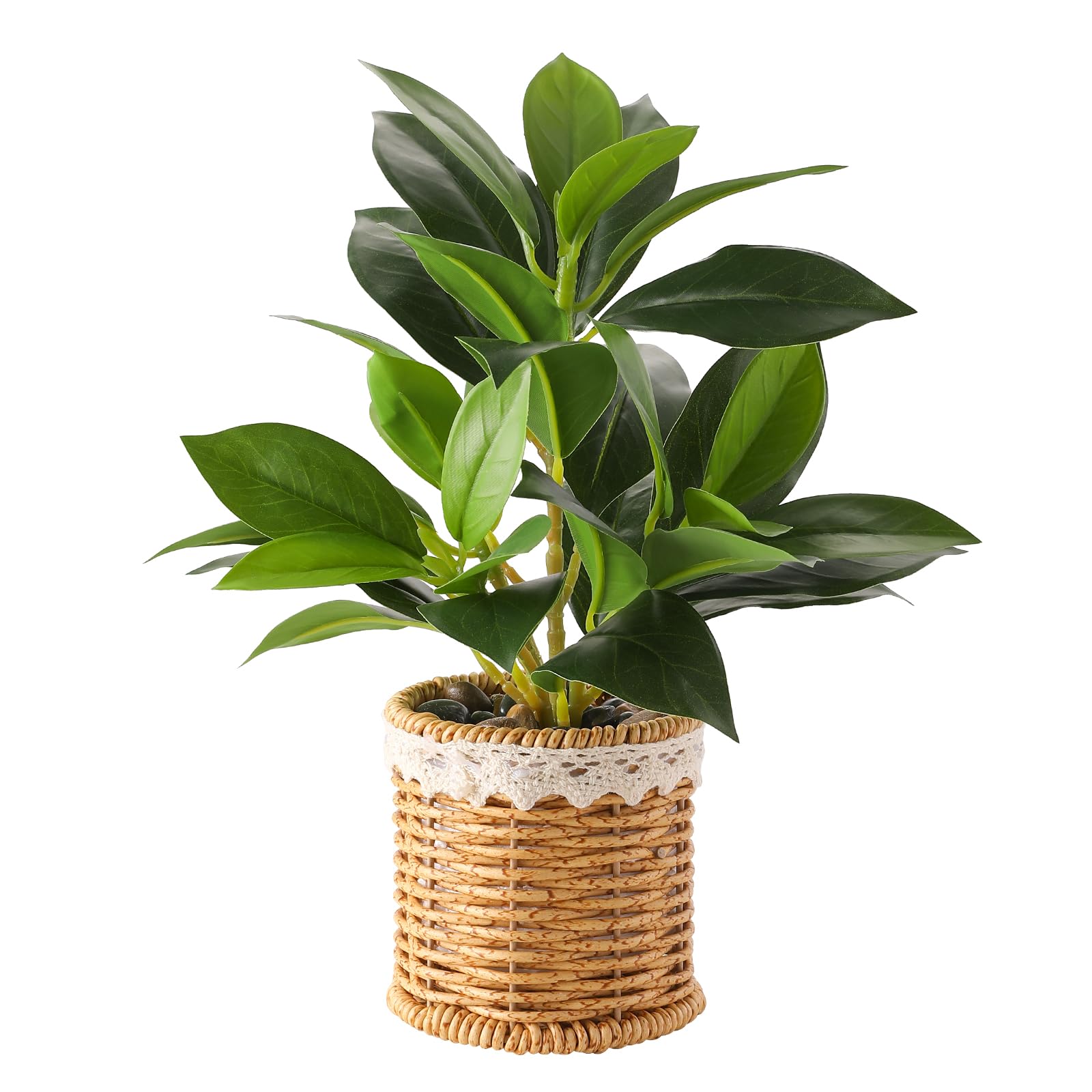 Hobyhoon Artificial Plant indoor faux fiddle leaf fig desk plant artificial plants in pots,brazilian wood plant for table centrepiece