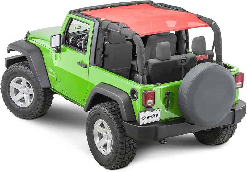 Capota Bimini de tela mesh ShadeMaker Freedom MasterTop vermelha para Jeep Wrangler JK 2 portas 2007–2018 – 1 unidade