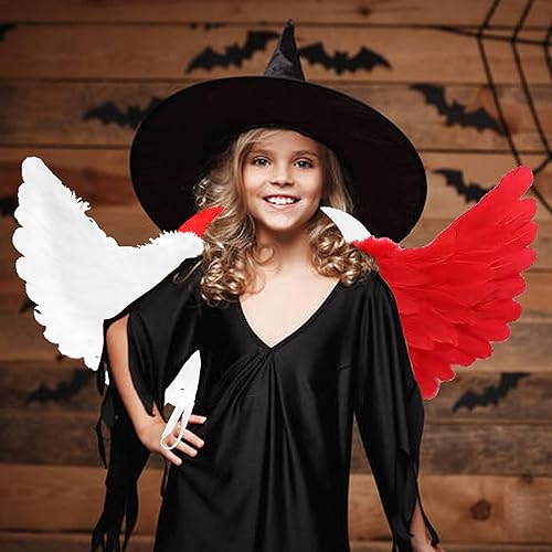 Miniatura 7 de Kit de disfraz de ángel diablo de 3 piezas, disfraz de ángel diablo de Halloween con horquilla de diablo y diadema de cuerno de diablo, disfraz de