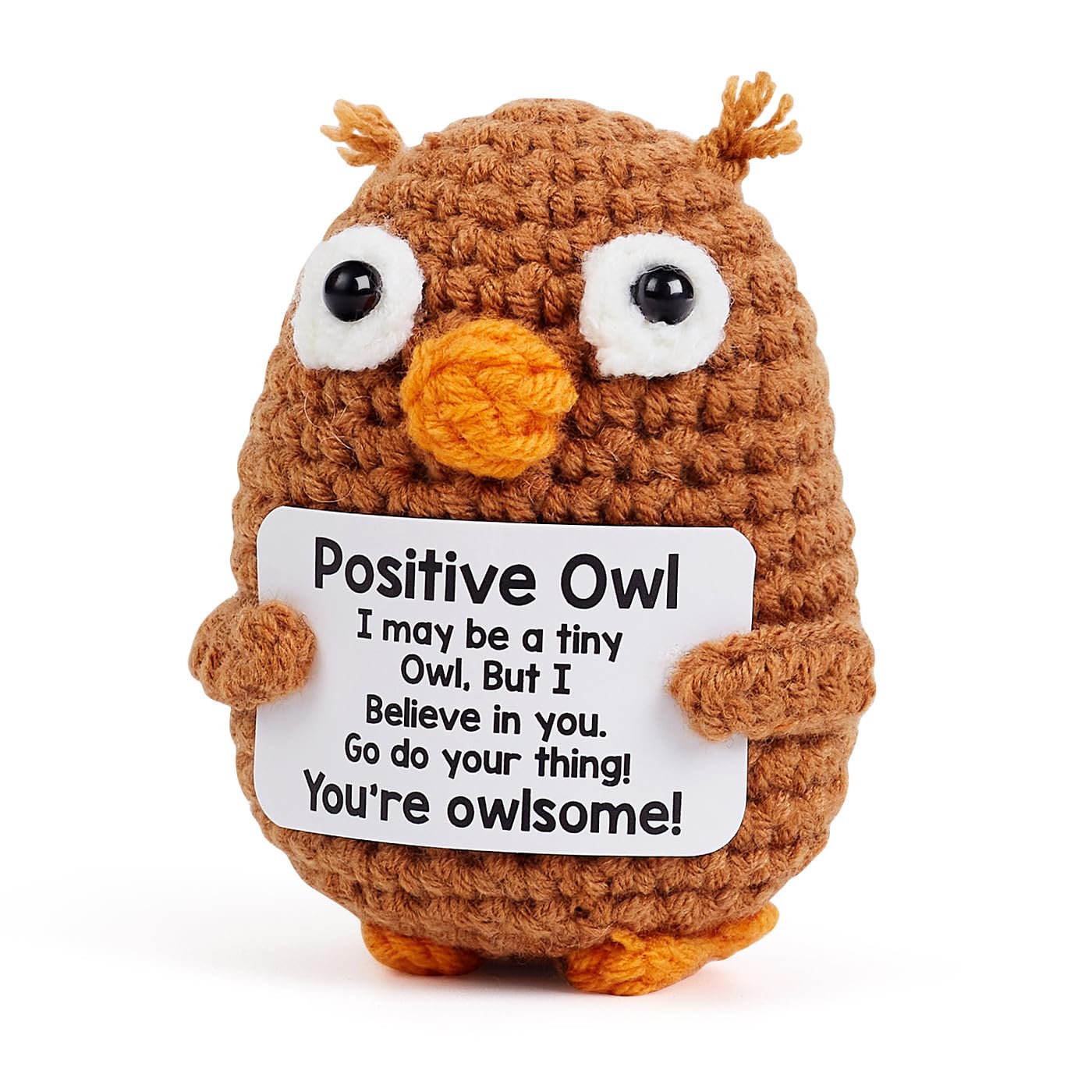 AWARDSEN Positive Owl with Motivational Cards Emotional Support Owl Gifts for Women Men Handmade Mini Cute Stuff Motivational gifts