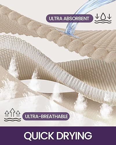 Miniatura 5 de DEXI Alfombras de baño de 17 x 30 pulgadas, antideslizantes, lavables, de felpilla de lujo, súper absorbentes, gruesas, para suelo de ducha,