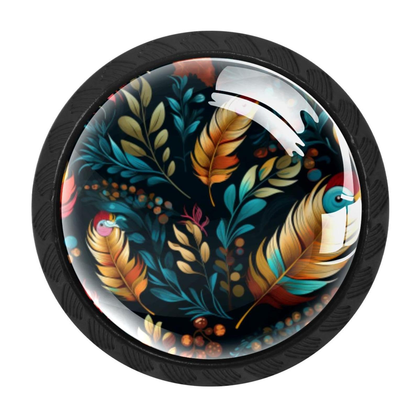 CHENZZZZ 4 Pieces Thanksgiving Turkey Leaves Drawer Knobs, 35mm Black Cabinet Knobs, Drawer Pulls and Knobs, Dresser Drawer Knobs, Cabinet Hardware Kitchen Cabinet Knobs