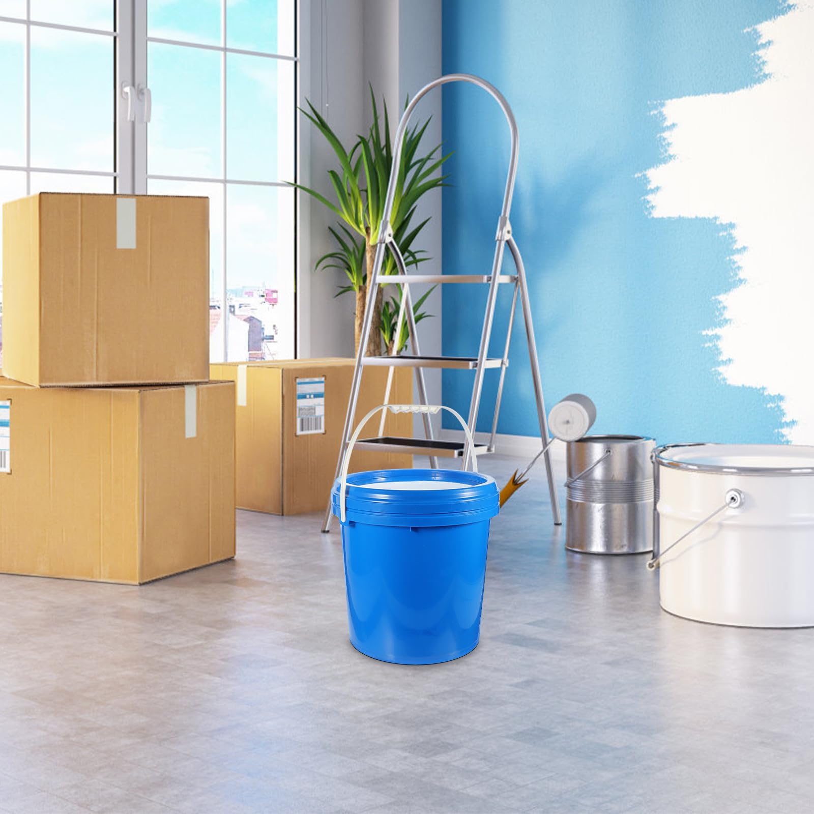 Blauer Hdpe Farbeimer mit Deckel, 10l, Rund für Farbe