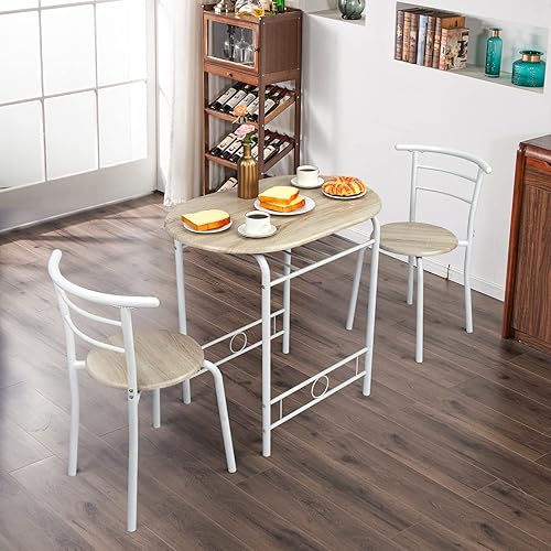 Miniatura 8 de VINGLI Juego de comedor de 3 piezas, juego de mesa de cocina pequeña para 2, juego de mesa de desayuno, mesa de madera de cocina y 2 sillas para