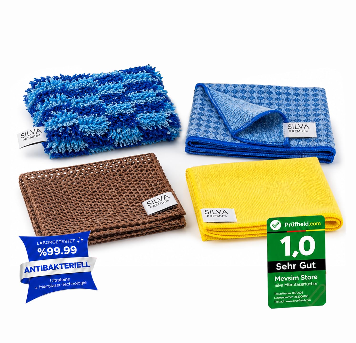Silva - Panni in microfibra - Panno da cucina - Panno per finestre - Panno multiuso durevole - Alta capacità di assorbimento e tecnologia in microfibra (Confezione da 4).