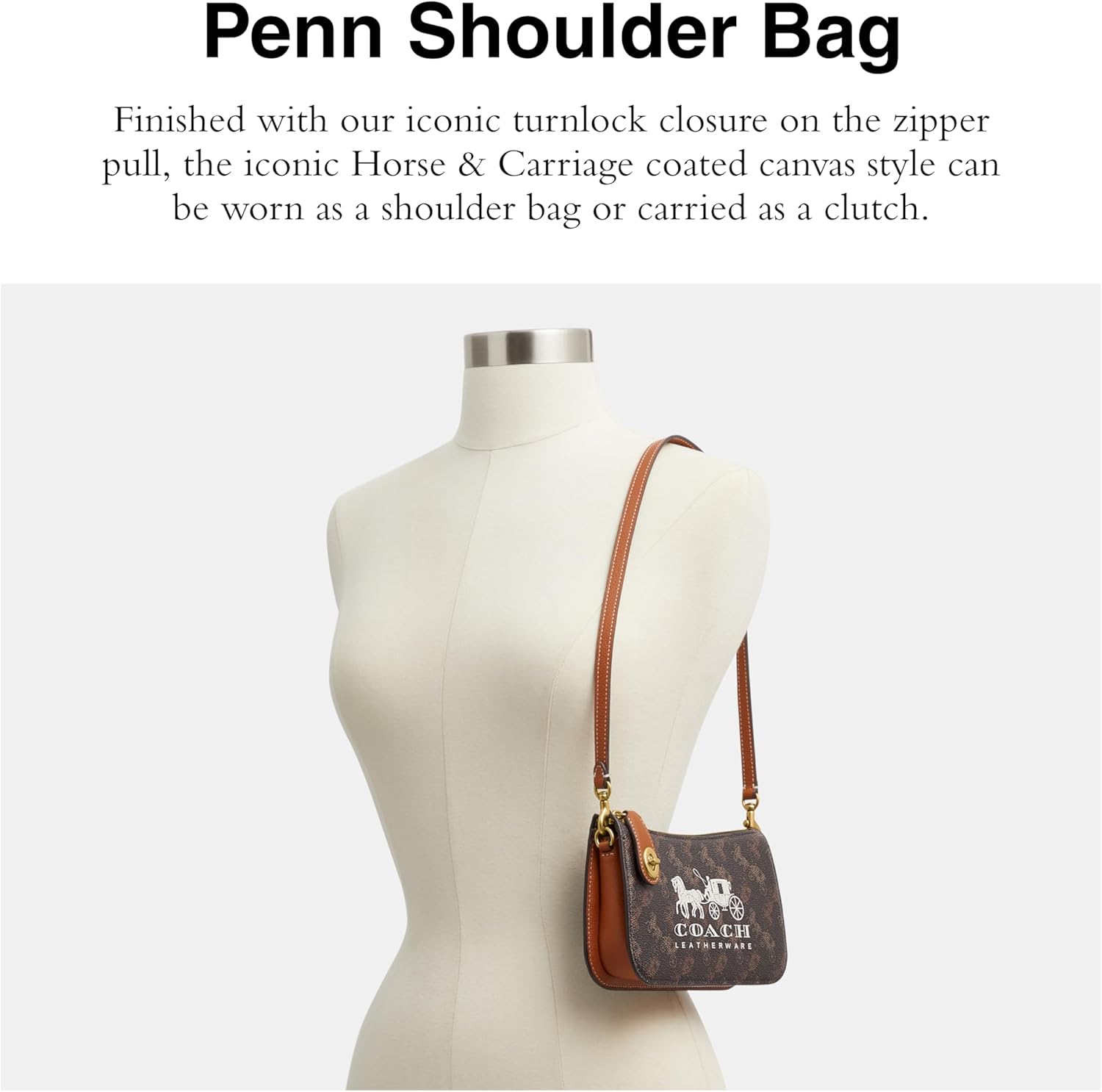 COACH womens Patent Signature Leather Penn Shoulder Bag - Image 2