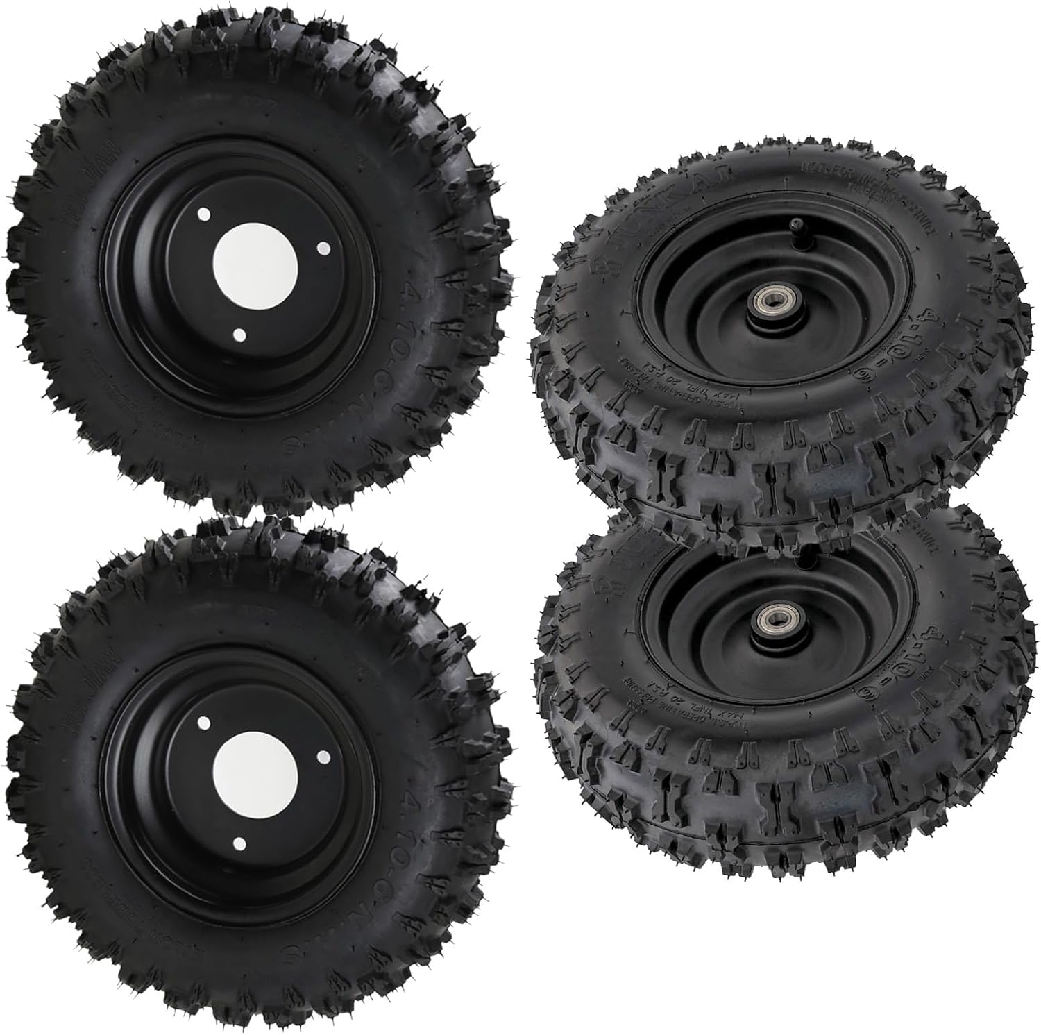 4.10-6 410-6 Tire on Rim Wheels 3 Stud for Go Kart Mini Bike ATV Quad Scooter 4 Wheelers Buggy Drift Trike Lawn Mower Garden Tractor, Front with Rear