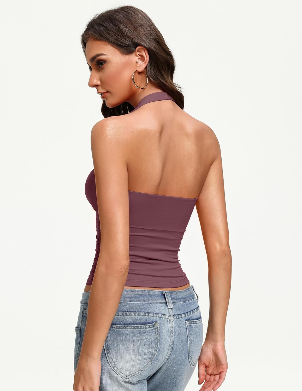 Avidlove Women Halter Tank Tops Sexy Backless Ruched Fitted Double Lined Going Out Top 2026 Summer - Image 2