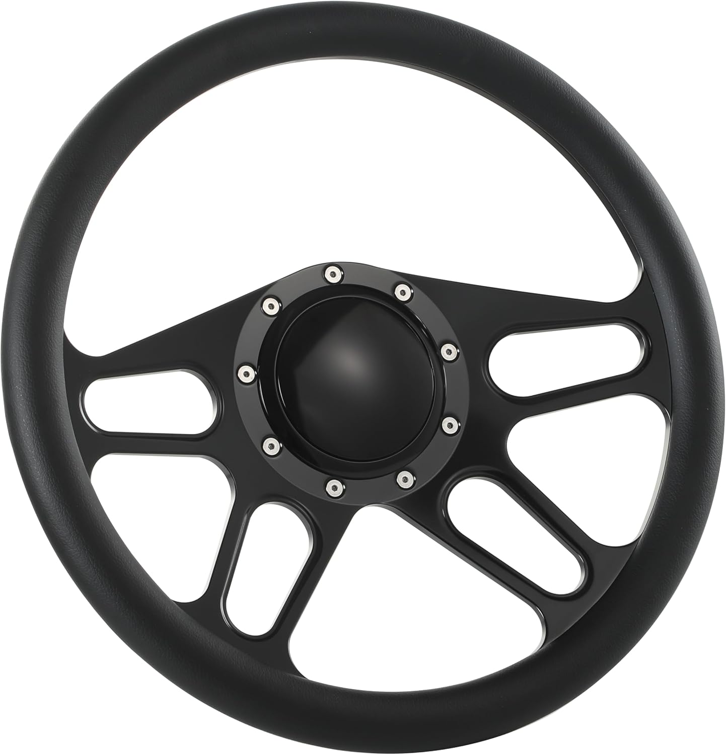 Flashpower 14'' Billet Half Wrap 9 Bolts Steering Wheel with Horn Button(Black)