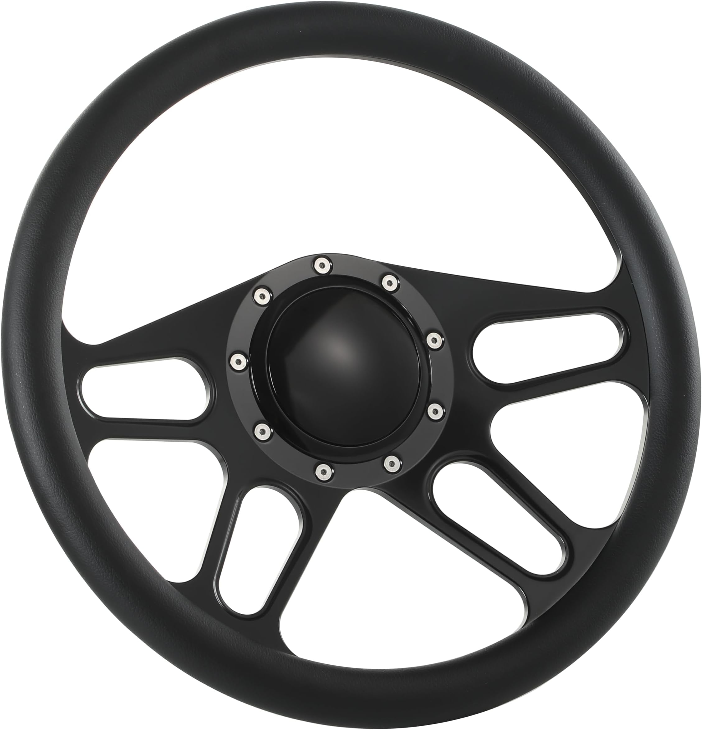 14'' Billet Half Wrap 9 Bolts Steering Wheel with Horn Button(Black)
