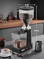 Vista 8 de Huanyu Flat Burr Coffee Grinder with 19 Grinding Settings Electric Coffee Bean Grinder Adjustable Bulk Coffee Grinder Large Capacity 35oz Black