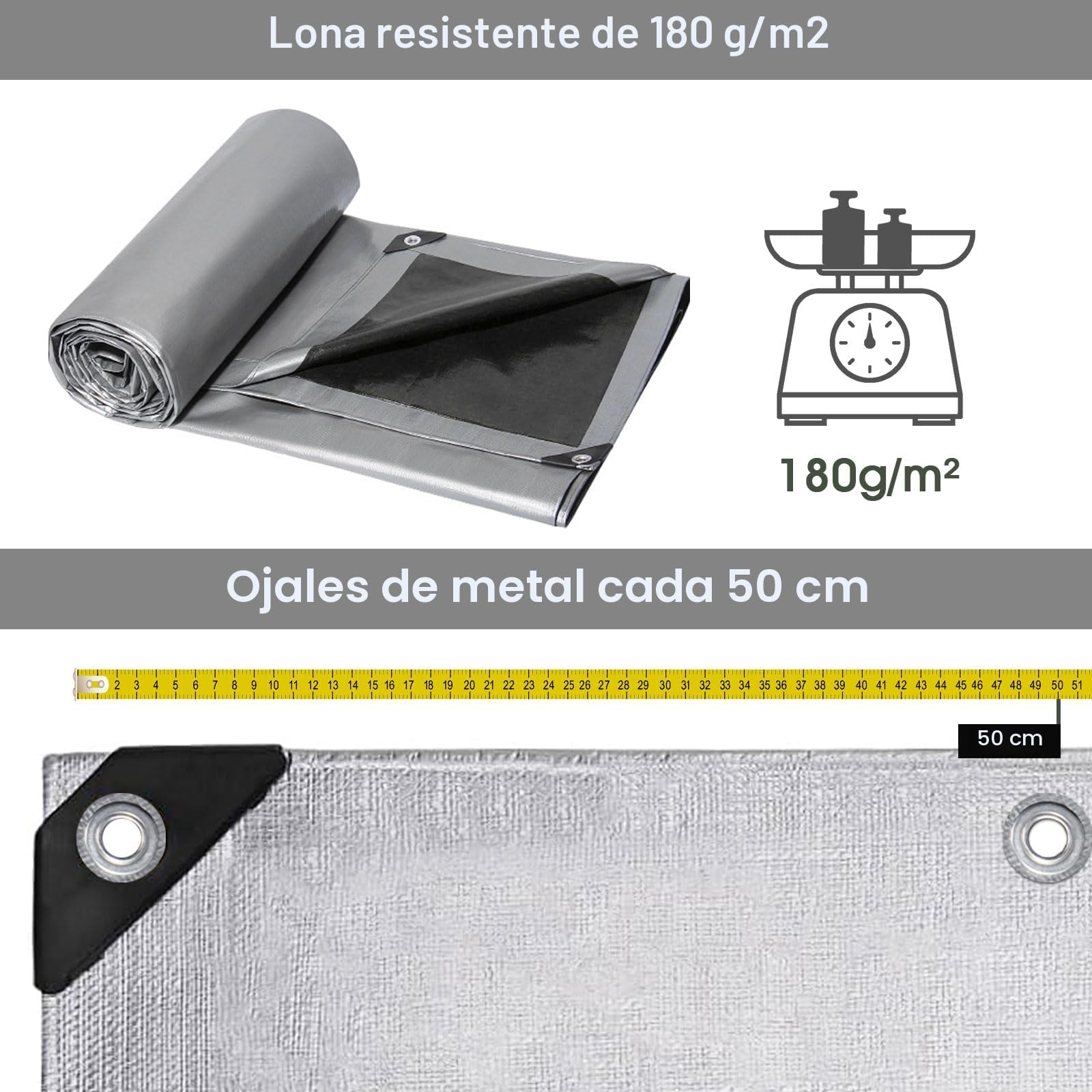 Lona impermeable y resistente, 180 g/m², resistente al agua, para exteriores, resistente a las heladas, protección UV, lona de plástico PE para jardín, cenador, camping, muebles, cobertizos, 4 m x 6 m