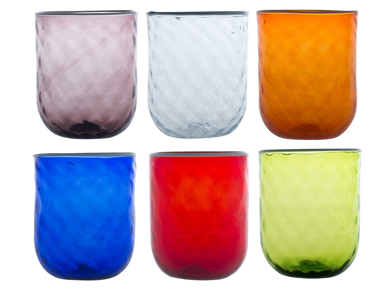 Gobelets en verre sonore H&H finis les verres mélangés grâce aux couleurs assorties