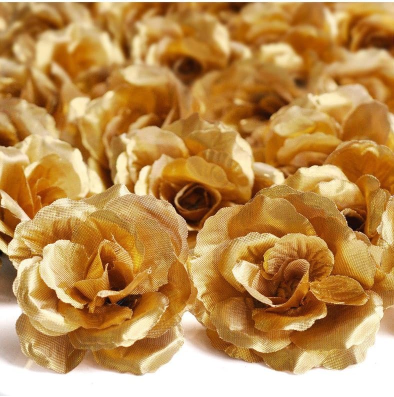 Freshheart 20pcs Artificial Big Rose Flower Heads Gold Party Wedding DIY HS8-24