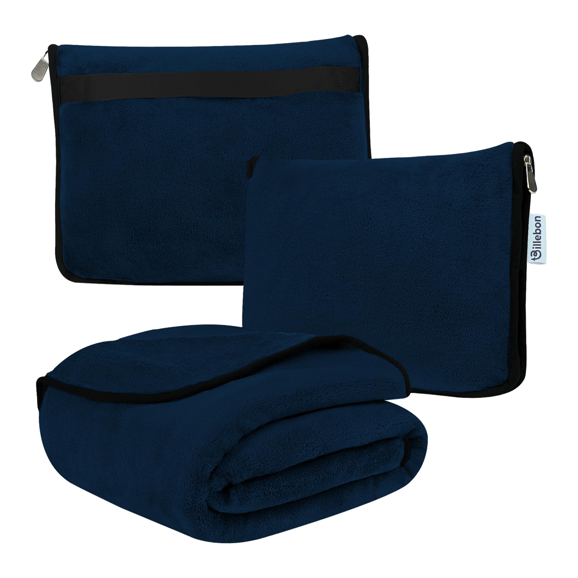 Travel Blanket Airplane Compact Soft Lightweight & Cozy Blanket with Soft Bag Pillowcase Packable Travel Blanket Perfect for Flight Car Bus Train (Navy Blue, 6 Ft. X 3 Ft.)