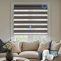 Vista 9 de Persianas motorizadas cebra con control remoto: Canisteo - Persianas automáticas para ventanas de interior funcionan con HomeKit, Alexa, persianas