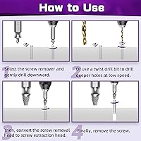 Vista 7 de Juego de 9 extractores de tornillos dañados, modelo mejorado HSS 6542, herramienta de extracción de tornillos de agarre de tornillo, herramientas