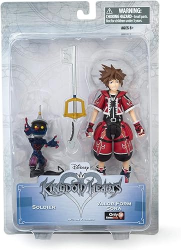KINGDOM HEARTS Figura de acción exclusiva oficial – Paquete de 2 figuras de Valor Form Sora & Heartless Soldier – Réplica coleccionable de juguete