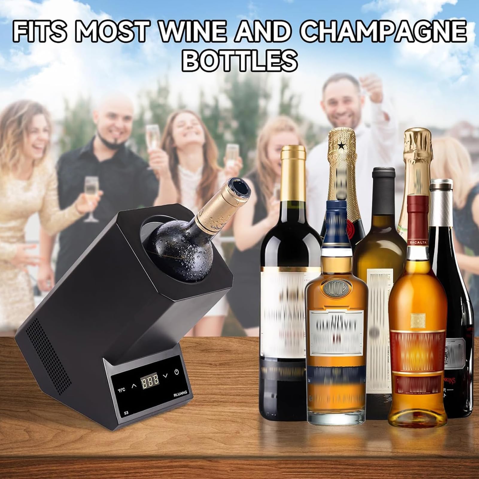 Raffreddatore Per Vino Elettrico, Refrigeratore Portatile Per Vino | Raffreddatore Per Bottiglie 750ML con Temperatura Regolabile 5-18°C, Raffreddamento 24H, Display LED, Raffreddatore(A)