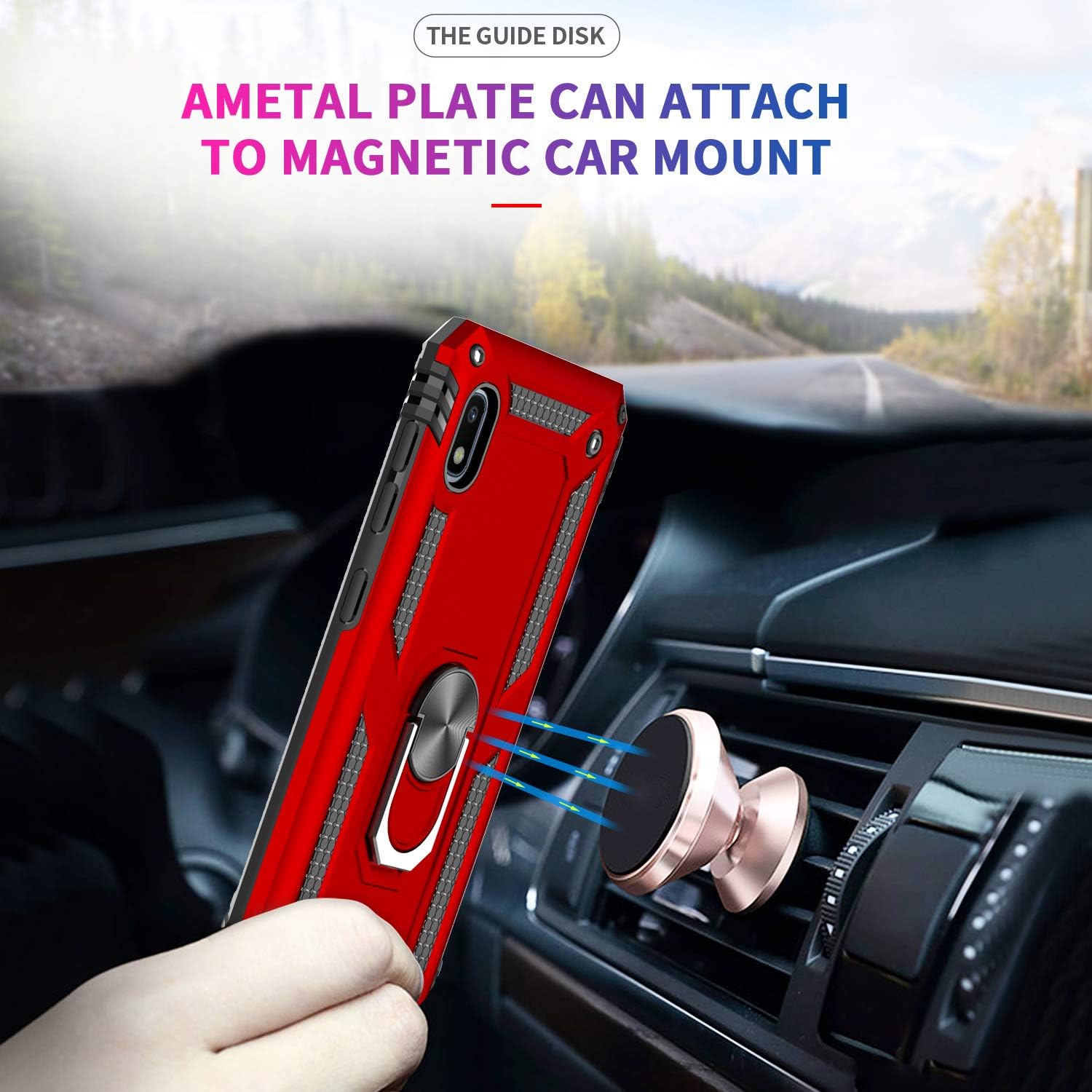 LeYi Compatible for Samsung Galaxy A10e Case (NOT FIT A10) with HD Screen Protector,Military-Grade Armor Full-Body Phone Cover Case with 360 Degree Rotating Kickstand for Samsung A10e, Red