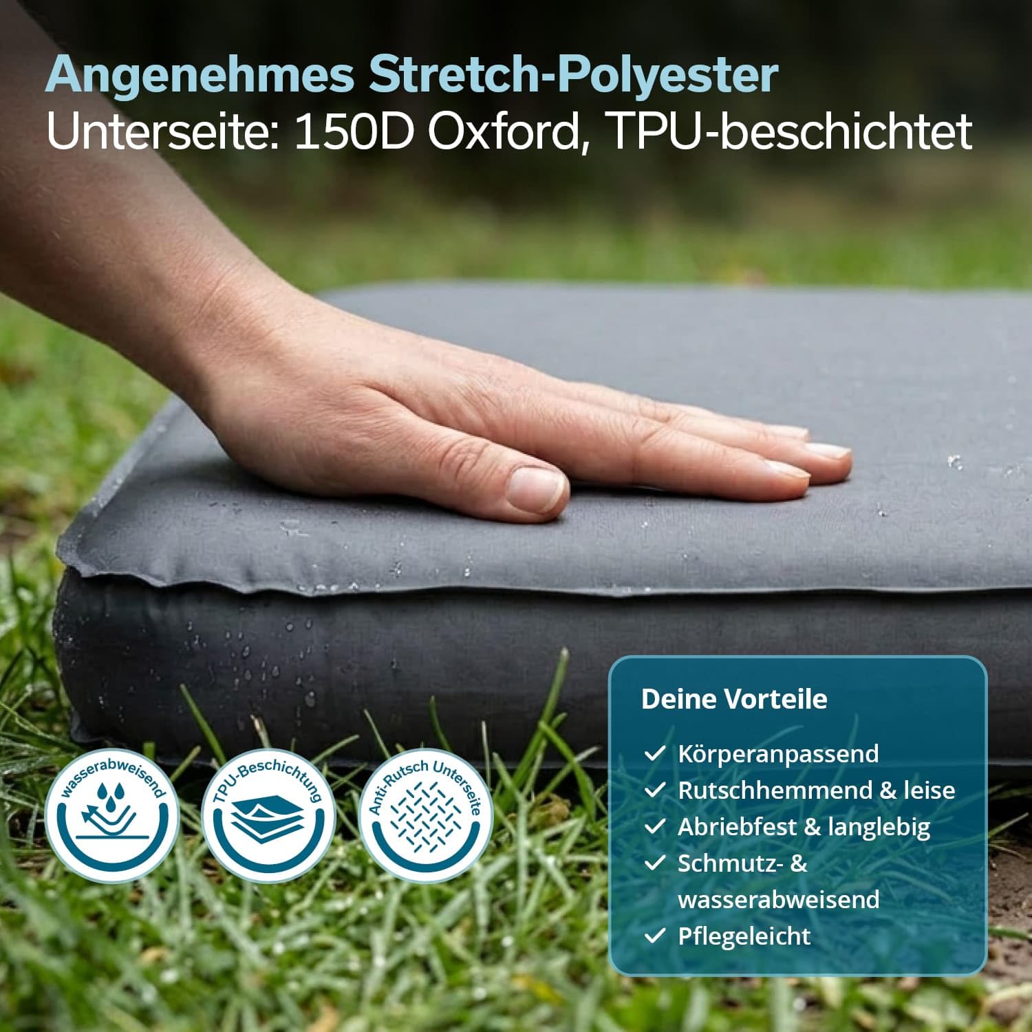 Skandika Karimata Easy 3D Premium Compact | materac dmuchany dla 2 osób, samopompująca, z workiem z pompką, wodoodporna, powierzchnia Softtouch, obciążenie do 300 kg, do aktywności na świeżym