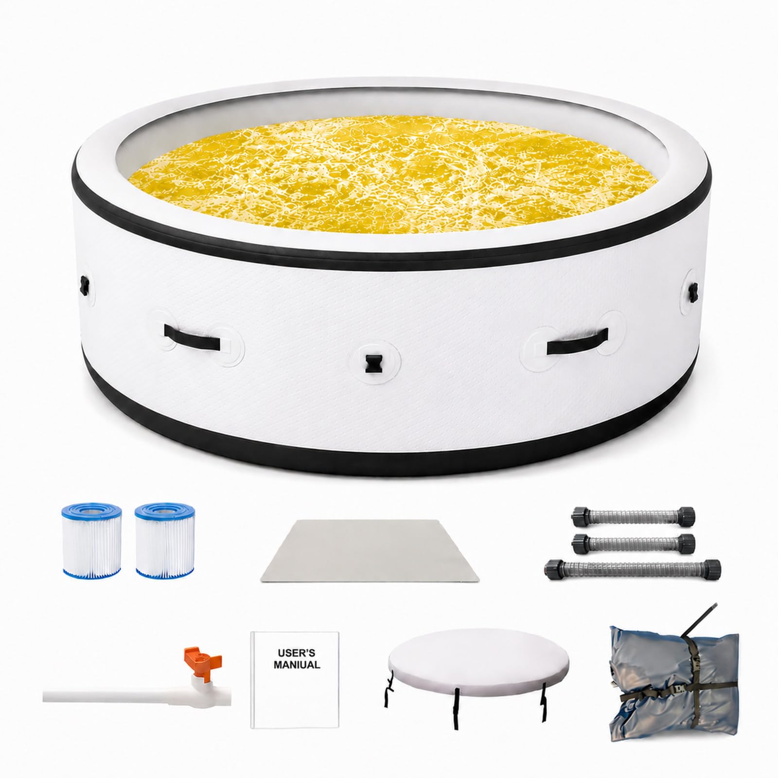 SHUMIAO Portable Inflatable Hot Tub Spa 4-6 Adults, 81" Blow Up Tub with 150 Massage Bubble Jets, 104°F Advanced Heating, 6-Color LED Lights, Puncture-Resistant Material, Ideal for Patio Yard Outside