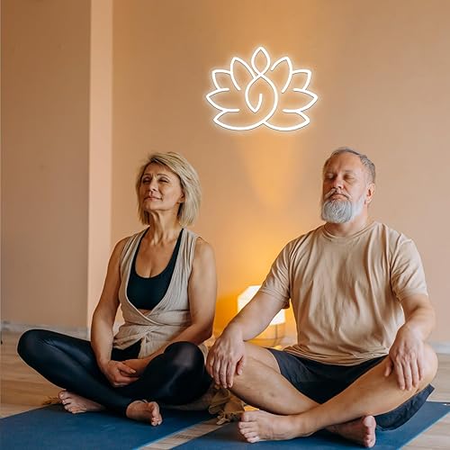Miniatura 6 de Letrero de neón de flor de loto para decoración de yoga, decoración zen para sala de meditación, símbolo relajante, decoración de luces de neón