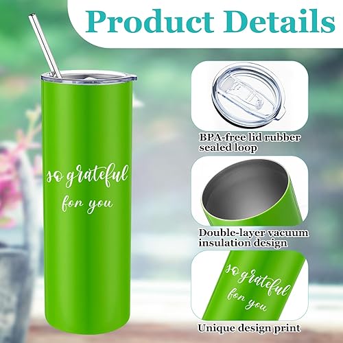 Miniatura 3 de Juego de 12 vasos de 20 onzas de agradecimiento para mujeres, con texto en inglés "Thank You for Being Awesome Travel", vasos delgados de acero