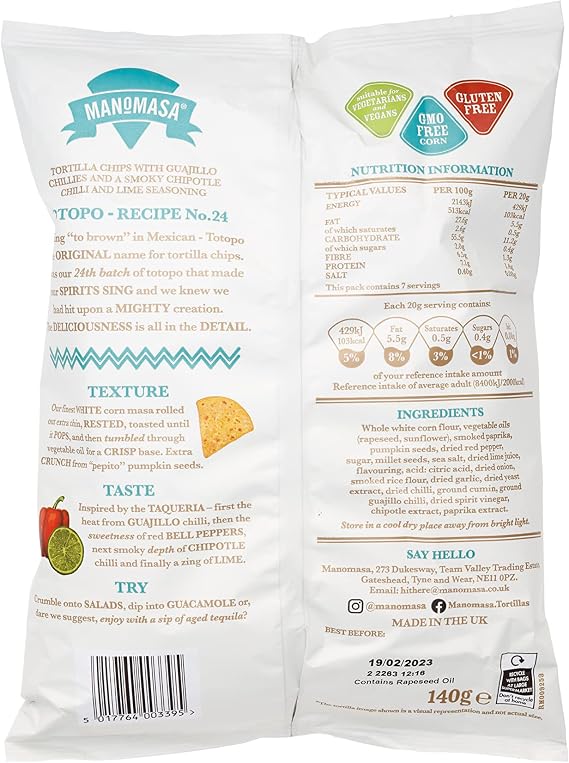 Manomasa Chipotle & Lime 10 x 140g