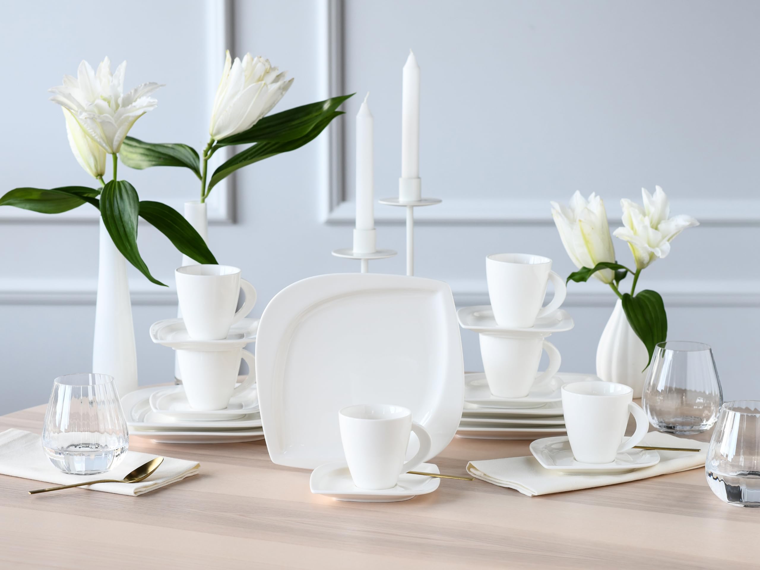 CreaTable, 18530, seria Melbourne, 18-częściowy zestaw naczyń, porcelanowy serwis do kawy, nadaje się do mycia w zmywarce i używania w kuchence mikrofalowej, wysokiej jakości produkcja