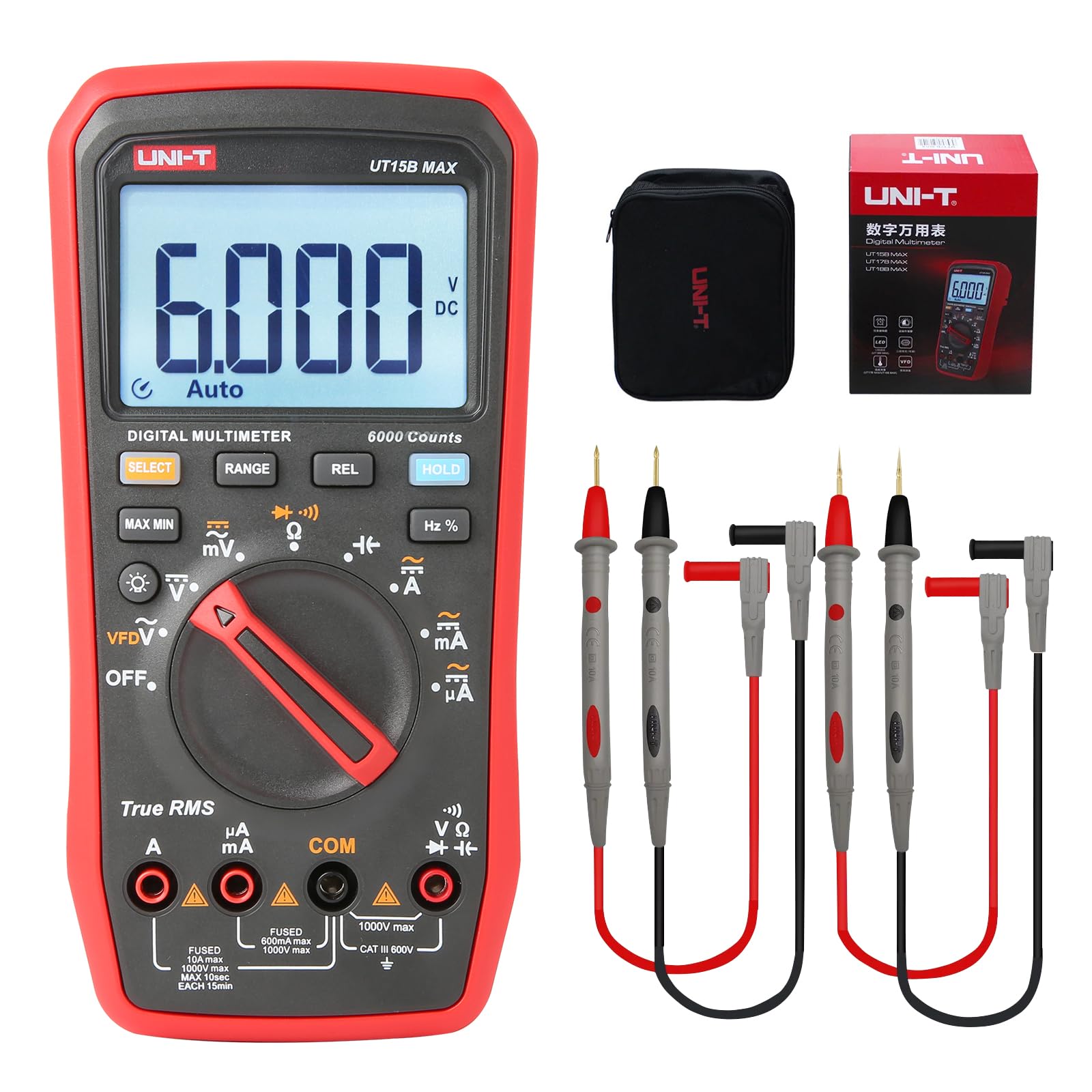 UNI-T UT15B Max Digital Multímetro VFD 1000V AC DC Amperímetro Voltímetro Resistencia Capacidad Frecuencia Eléctrico Multímetro