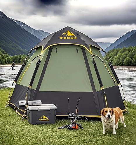 Miniatura 3 de tienda de campaña para 3 - 4 personas, con forma de cúpula hexagonal, impermeable, automática, para deportes al aire libre, camping, refugio para el