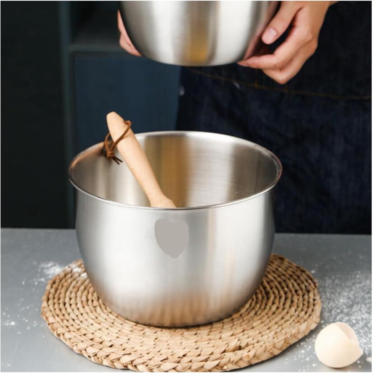 2X Kitchen Stainless Steel 304 Mixing Bowl Deep Design Compatible For Cooking Baking Cake Bread Salad Mixer, 2800ML