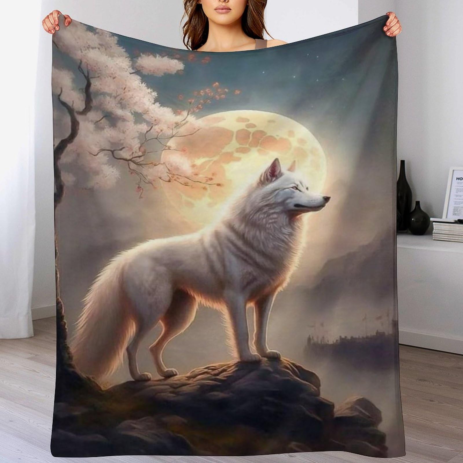 Couvertures douce et moelleuse loup pour canapé-lit et moments cocooning en famille