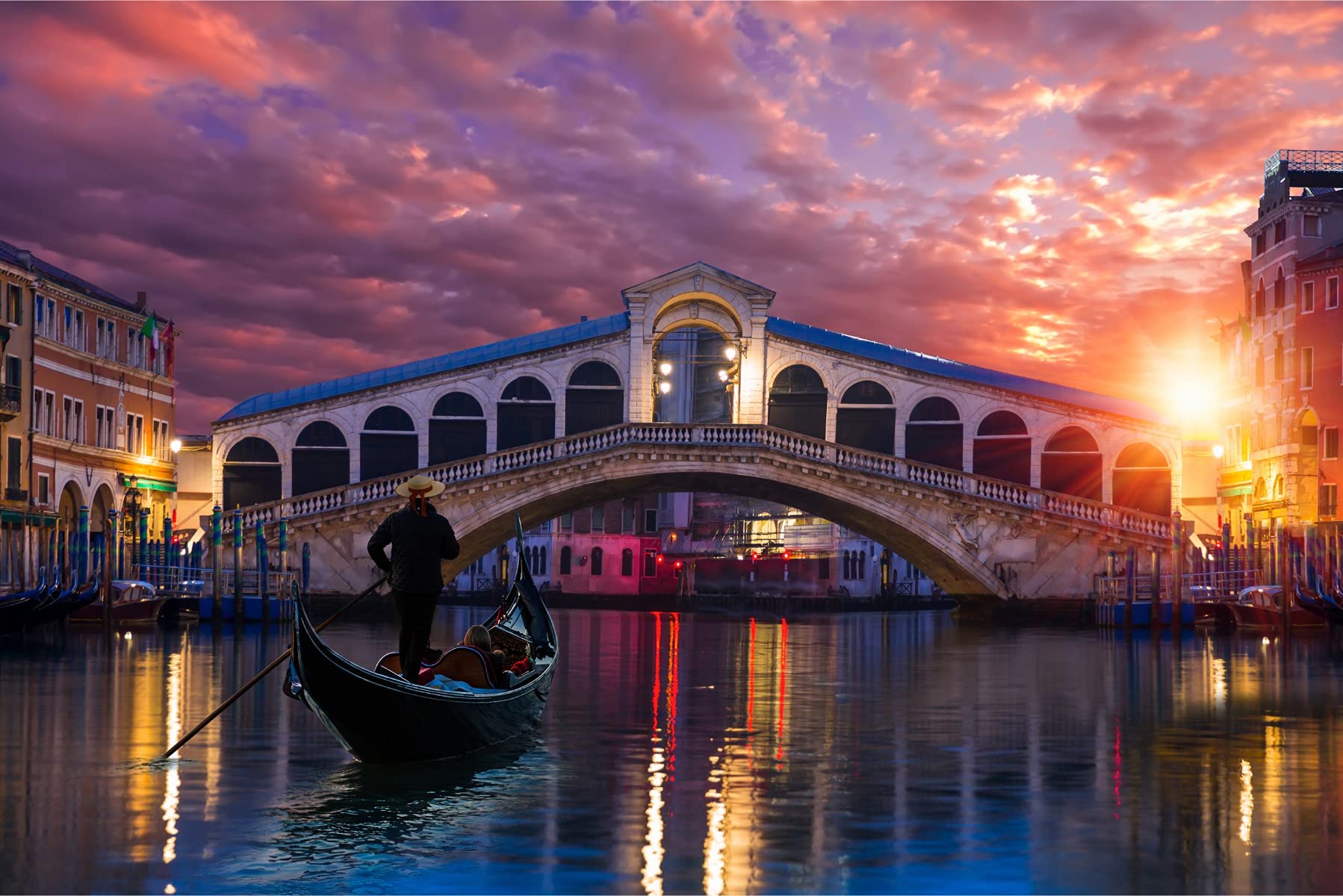 MuraloNon-woven Photo Wallpaper 104 x 70.5 cm City Wenice Italy Wallpaper Architecture Old Town Building Rental Houses Living Room Bedroom Wall Picture XXL Wall Width 104 cm x Height 70.5 cm