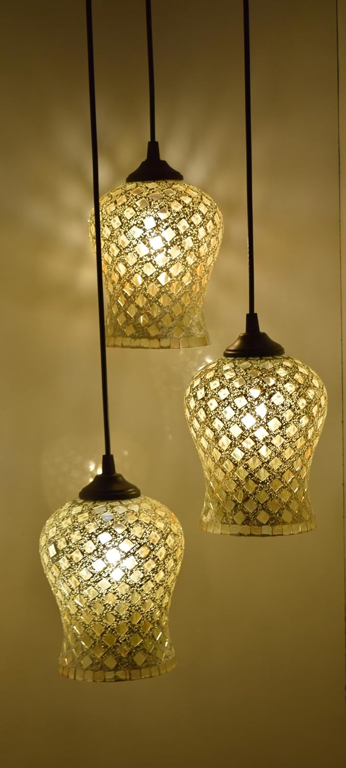 Buy CRAFTVERRE Handicrafted Mosaic Triple Pendant/Hanging Light Home Decor Items, Ceiling ...