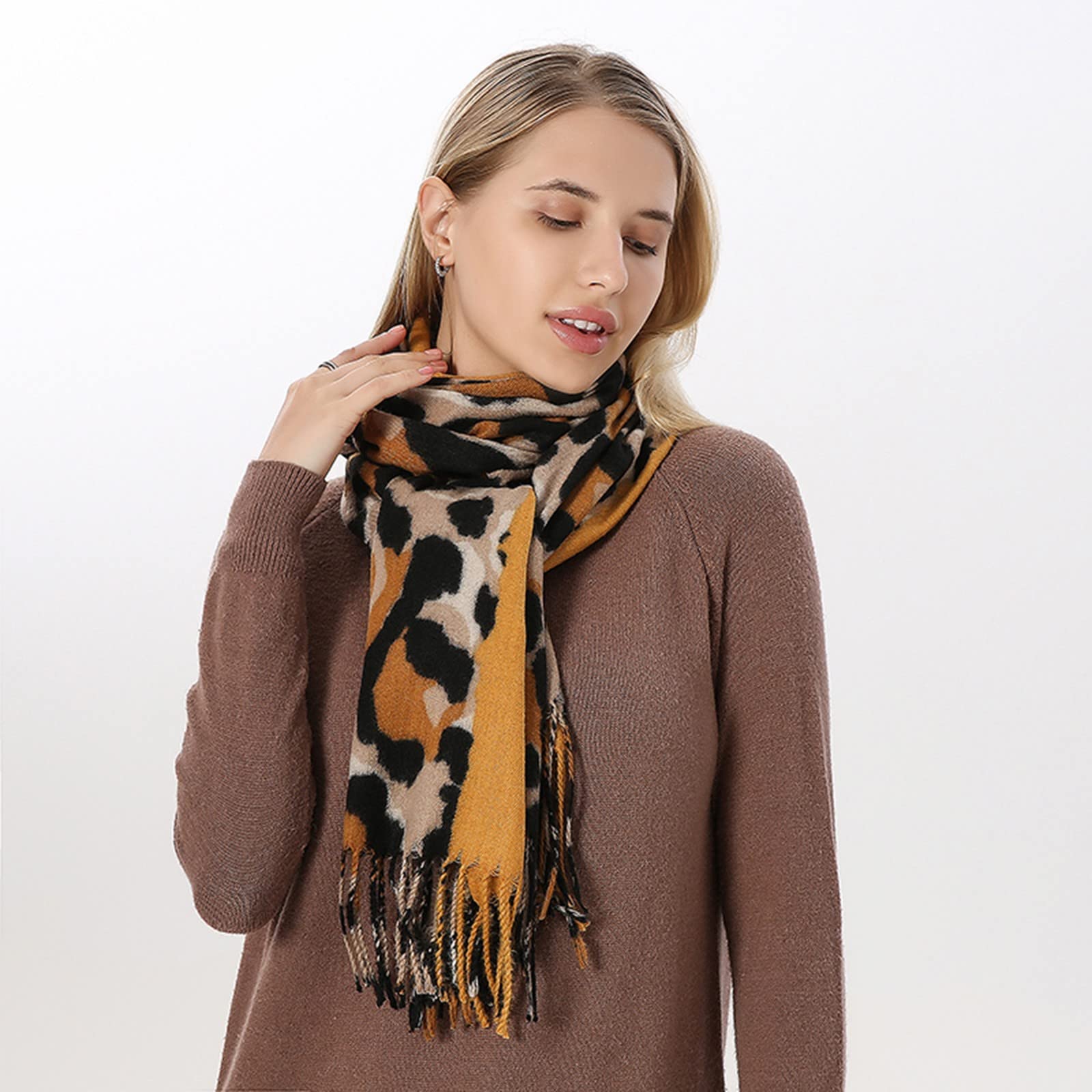 Bufanda de mujer Cachemira Elegante Pashmina de lana grande Firmada Mantón negro cálido Estola de invierno Bufanda grande Fular suave y ligero (A TO)
