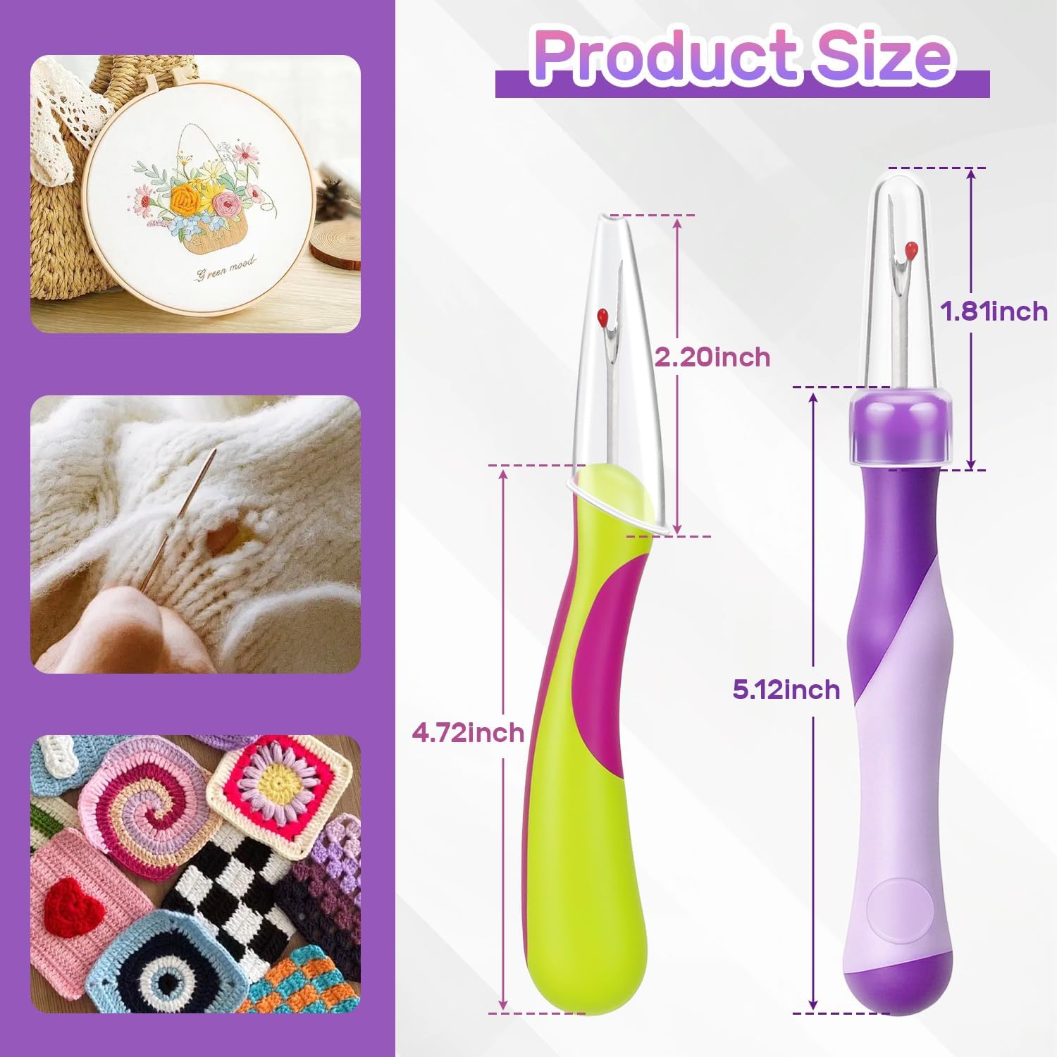 Seam Rippers,Sewing Stitch Ripper,Thread Cutter Picker Tool,Remover Stitch Tool,Sewing Accessories and Tools for Hand Sewing Knitting Cross-Stitch Embroidery Thread Removal (Purple)
