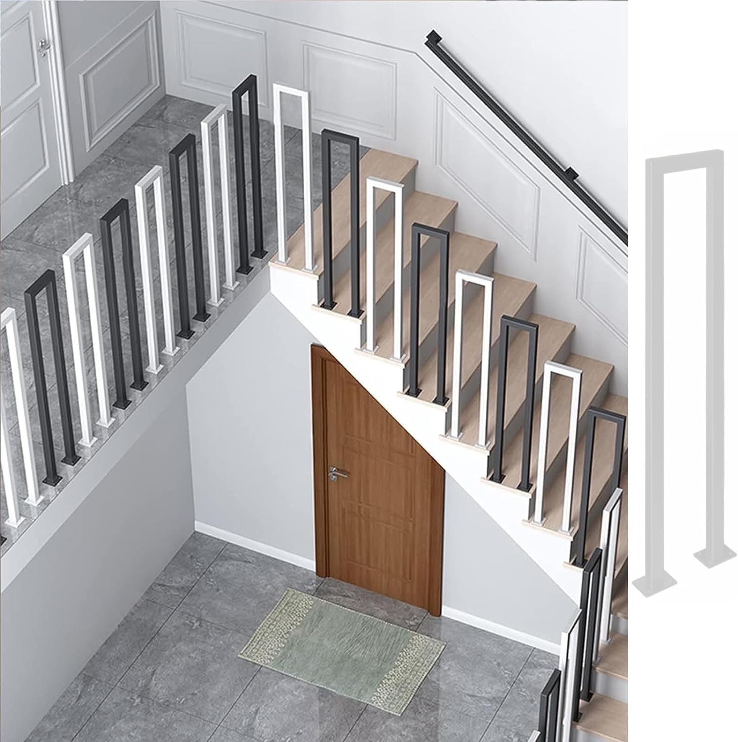 Balustrade d'escalier pivotante réglable en métal pour sécurité intérieure