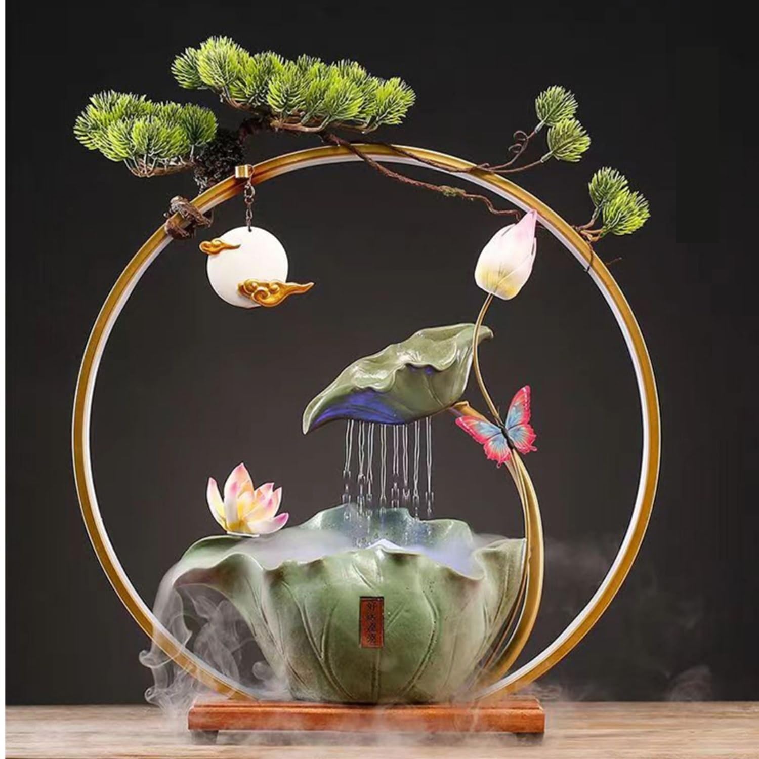 Fuente De Interior Adornos de Agua de la Suerte con circulación de Agua for Sala de Estar, Fuente Creativa de Escritorio, decoración for Mesa de té y Oficina. Fuente De Sobremesa