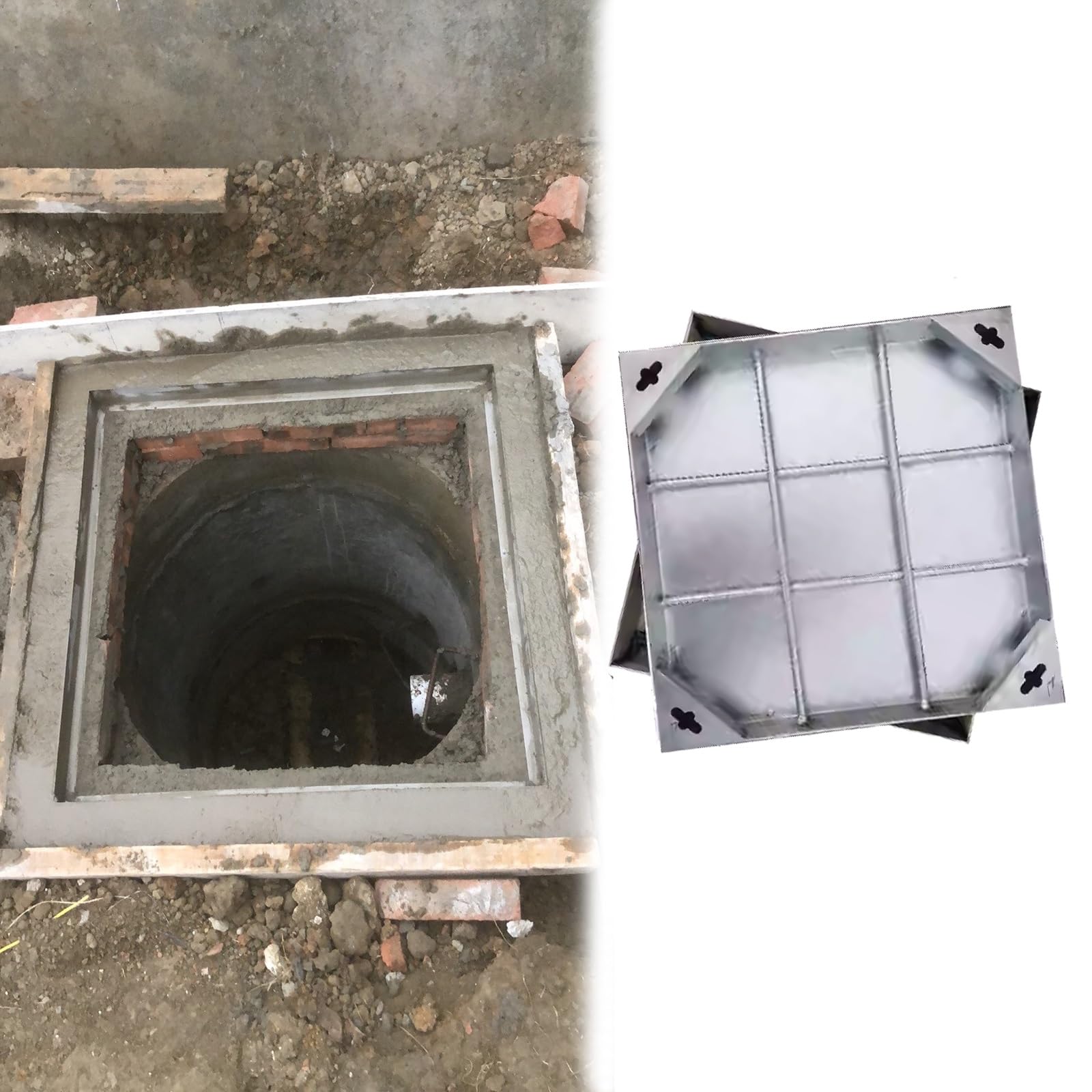 Couvercle de regard durable en acier 30x30 cm pour une dissimulation parfaite